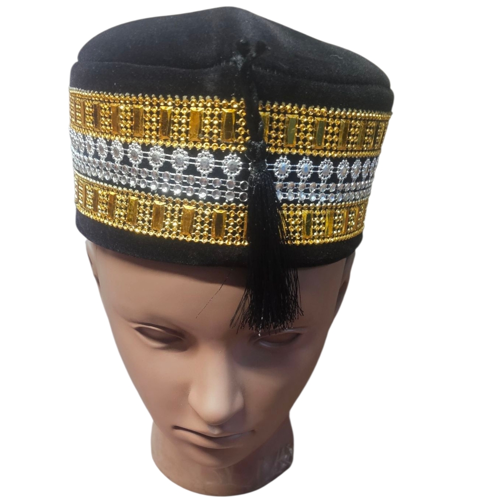 Black and Gold Embellished Men's Cap